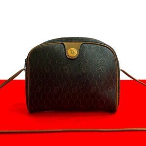 Dior Vintage Honeycomb Pattern Logo Leather Mini Shoulder Bag